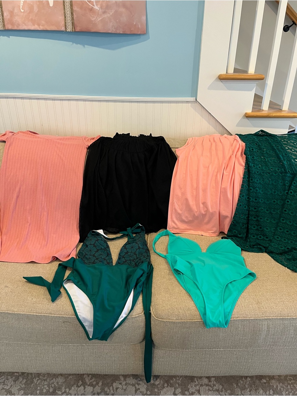 Women’s Green One-Piece Swimsuit - Teal & Emerald and lot of Clothes